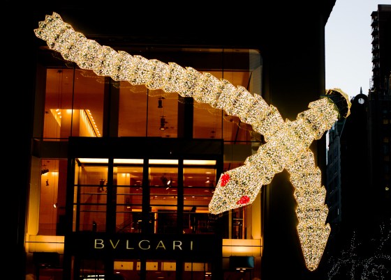 the Bulgari snake draped around the building