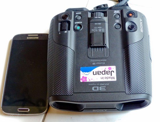 the Sony Dev-30 next to my GalaxyS4 phone to show its compactness