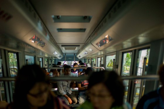 the inside of the funicular