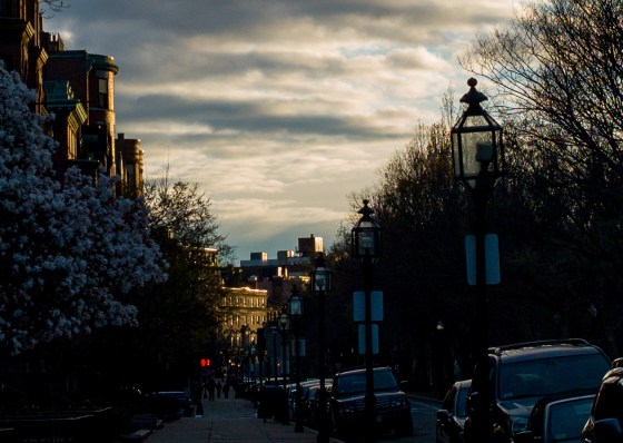 sunset over the Harvard Club in Boston