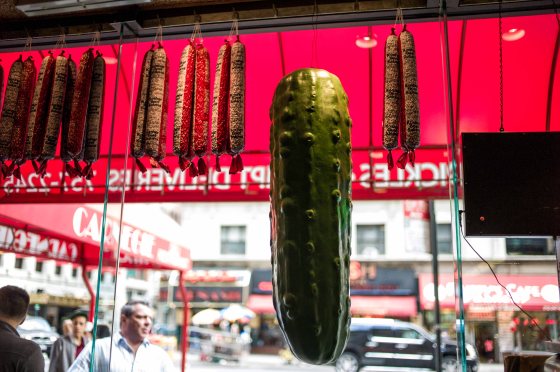 giant gherkin in window