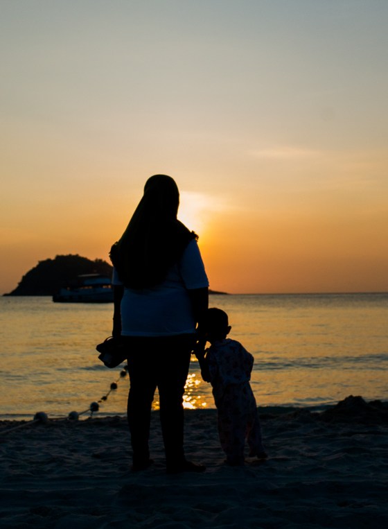 admiring the sunrise