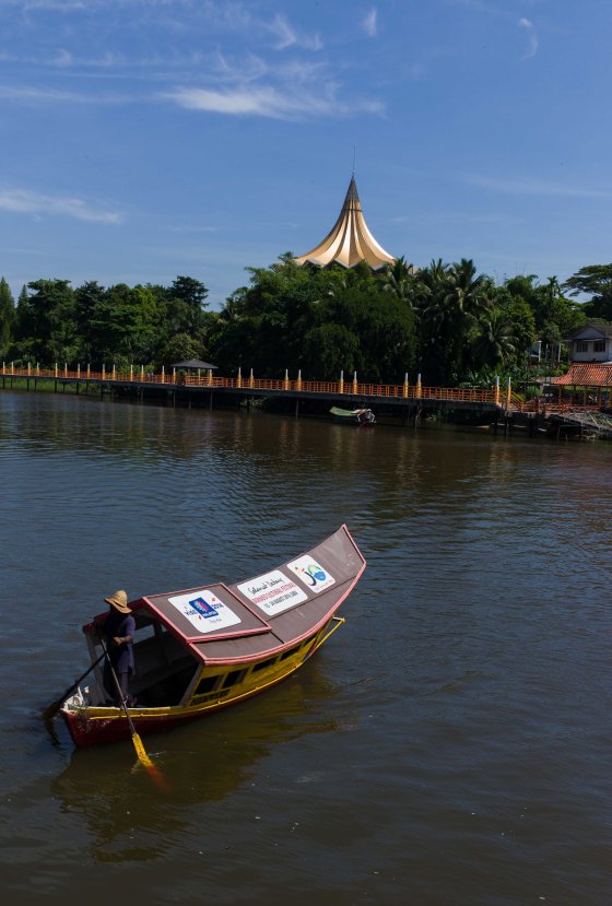 the state assembly building across the river..