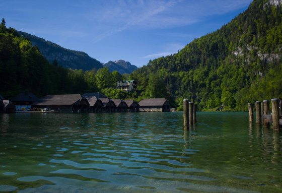 a little to the left of the jetty was this row of houses on the water