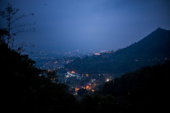 view of batu/malang as the sun set, eating sweet corn... 