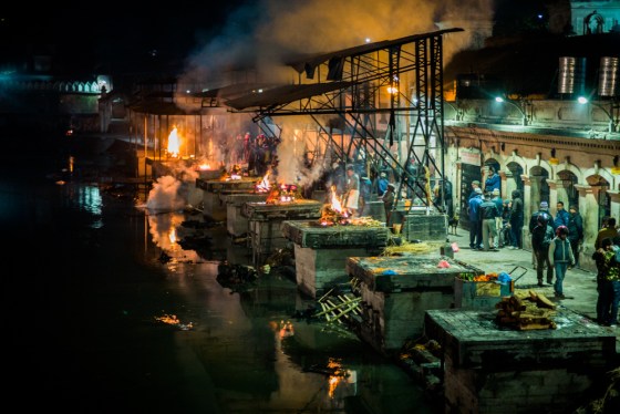 the cremations continued even at night, 24/7