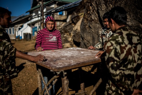 the soldiers were playing carroms