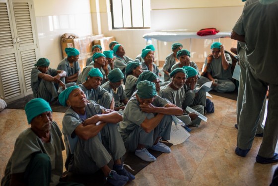 patients were gowned and patiently waited their turns