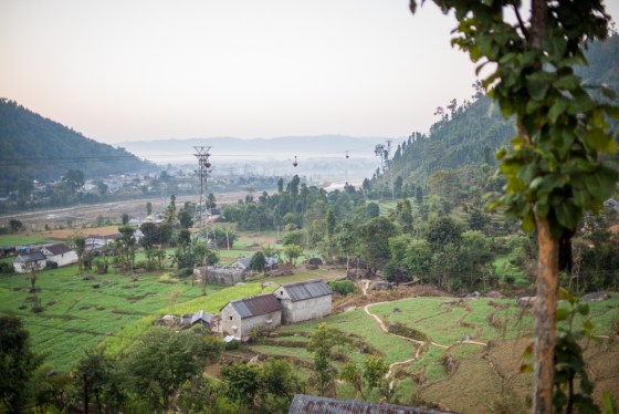 the town of hetauda, taken from a hill above the suspension bridge over the Rapti River