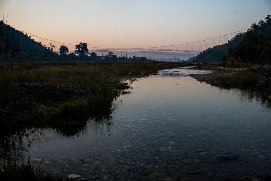 suspension bridge over the Rapti, about 1 km up river