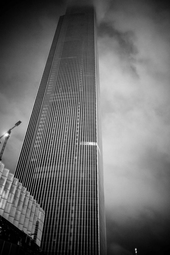 The unlit East Tower