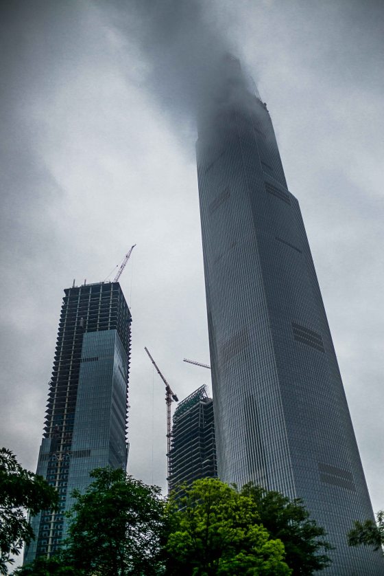 The East Tower literally reached the clouds