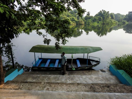 Steps leading down to our paddle boat..