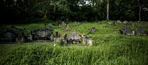 Graves and headstones dotted the hilly terrain as we walked