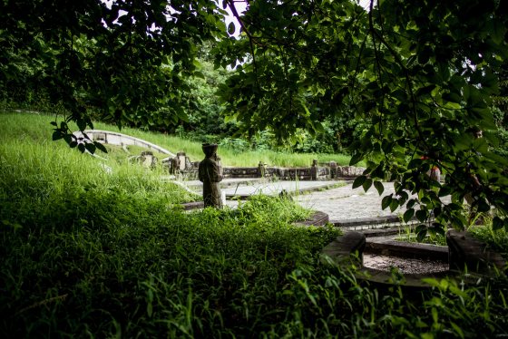 A Sikh statue stood guard...