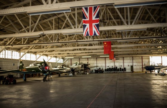 The enormous hangar housed the ten aircraft that made up the team..this hangar was actually used in the second world war...