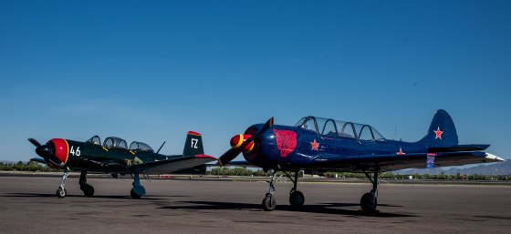 These were the two planes lined up and prepared for flight...