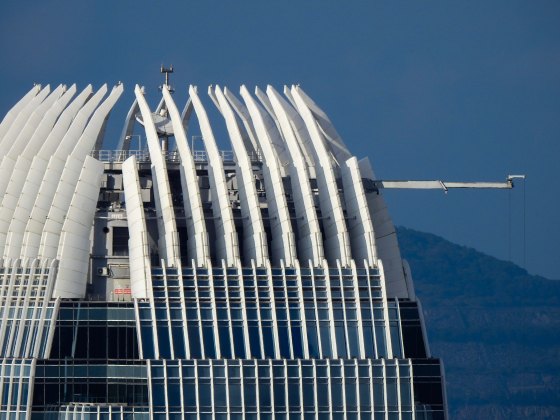 This was a good place to try the 2000mm zoom on my Nikon P900...I saw this horizontal pole sticking out of the IFC..