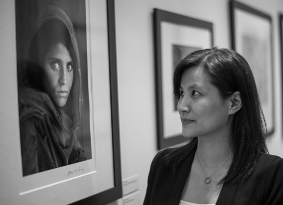 Steven McCurry's Afghan Girl photograph...here with the manager of the museum, Carrie.