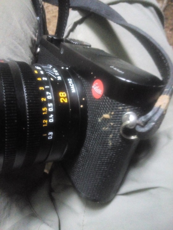 Fall number 1, mud on left side of body and strap...