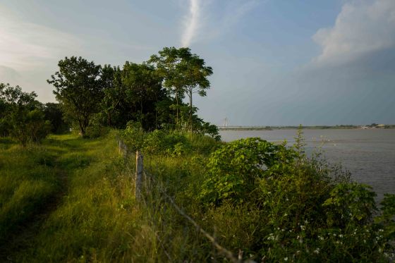 We headed away from the people and the noise up a green embankment 